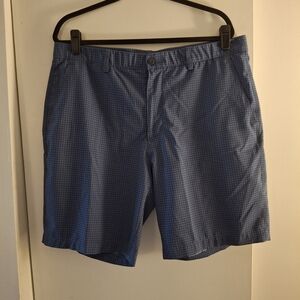 PGA Tour Men's Navy and Gray Flat Front Checkered Shorts